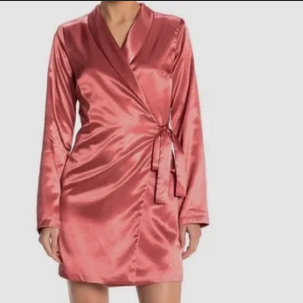 Endless Rose | Rose Satin Blazer Wrap Mini Dress S